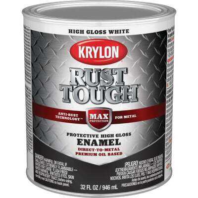 Krylon Rust Tough Oil-Based Gloss  Rust Control Enamel, White, 1 Qt.