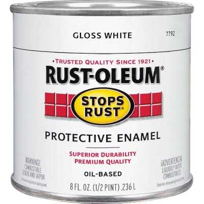 Rust-Oleum Stops Rust Oil Based Gloss Protective Rust Control Enamel, White, 1/2 Pt.