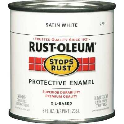 Rust-Oleum Stops Rust Oil Based Satin Protective Rust Control Enamel, White, 1/2 Pt.